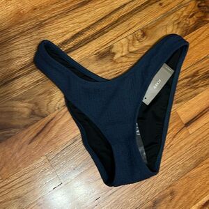 J. Crew NEW Textured curved-waist Navy ribbed bikini bottom sz XS cheeky